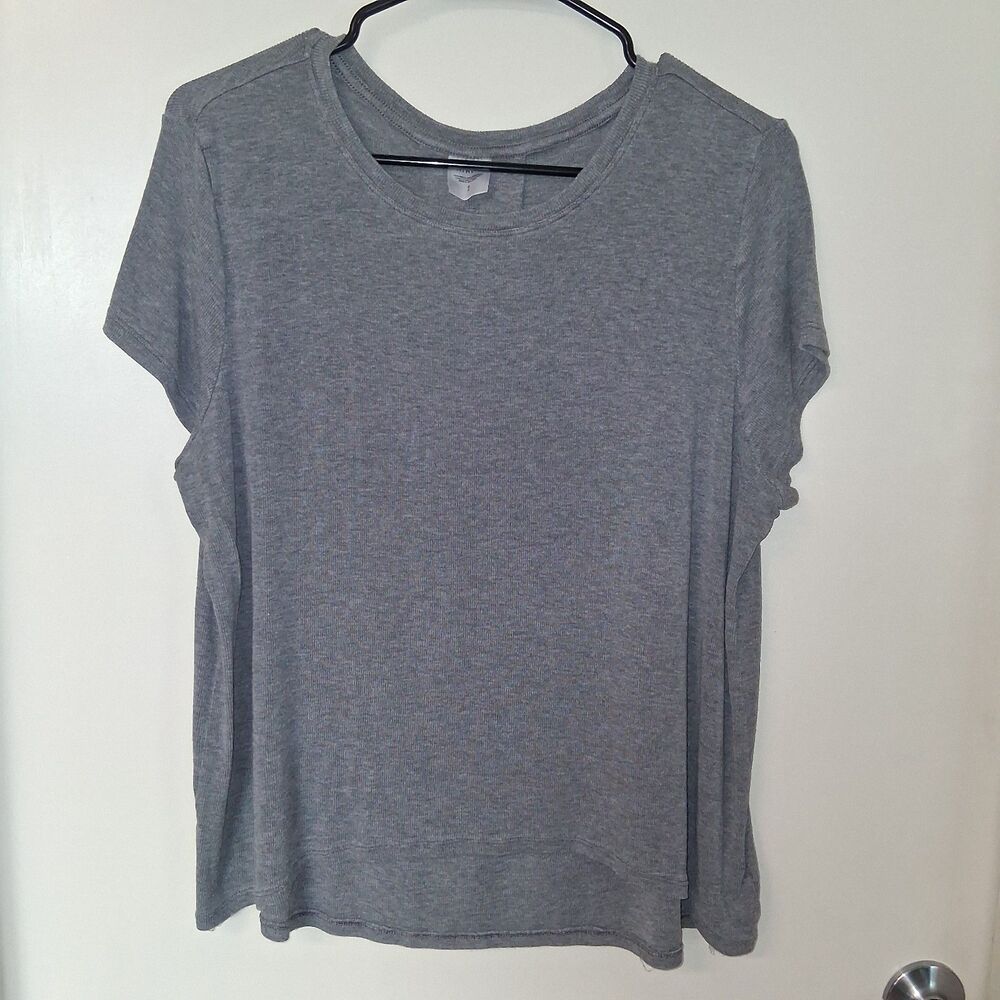 Athleta With Ease Oversized Rib Tee Gray Small High-Low Hem Athleisure Workout